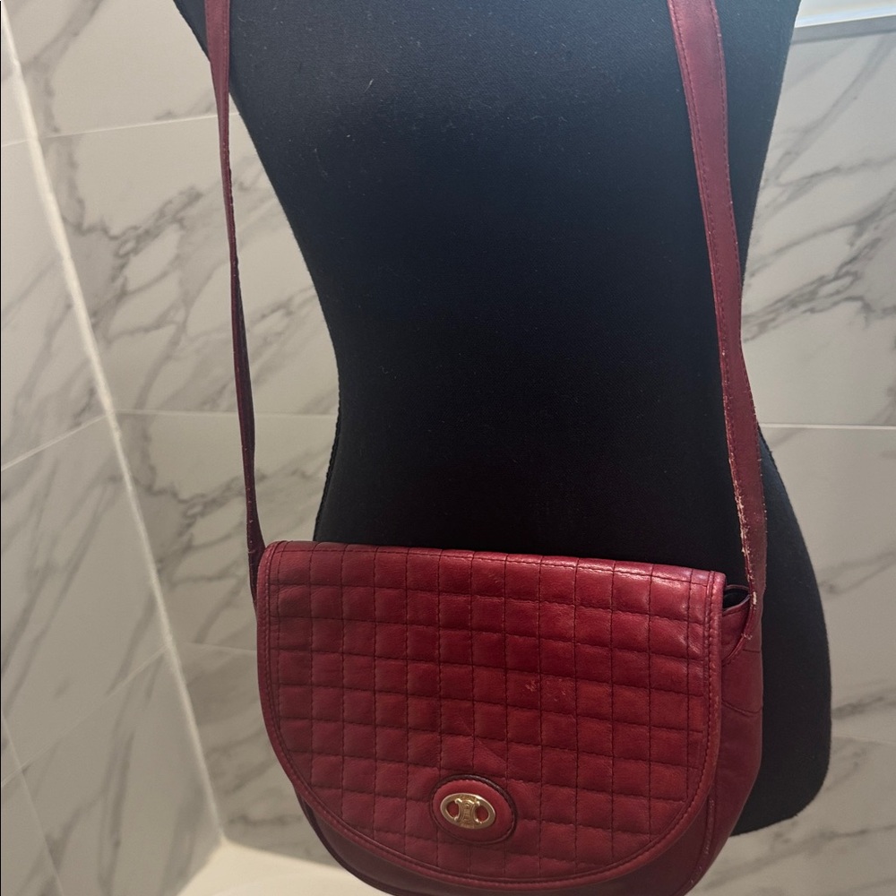Celine vintage Red Quilted Leather Bag with COA - Picture 16 of 17